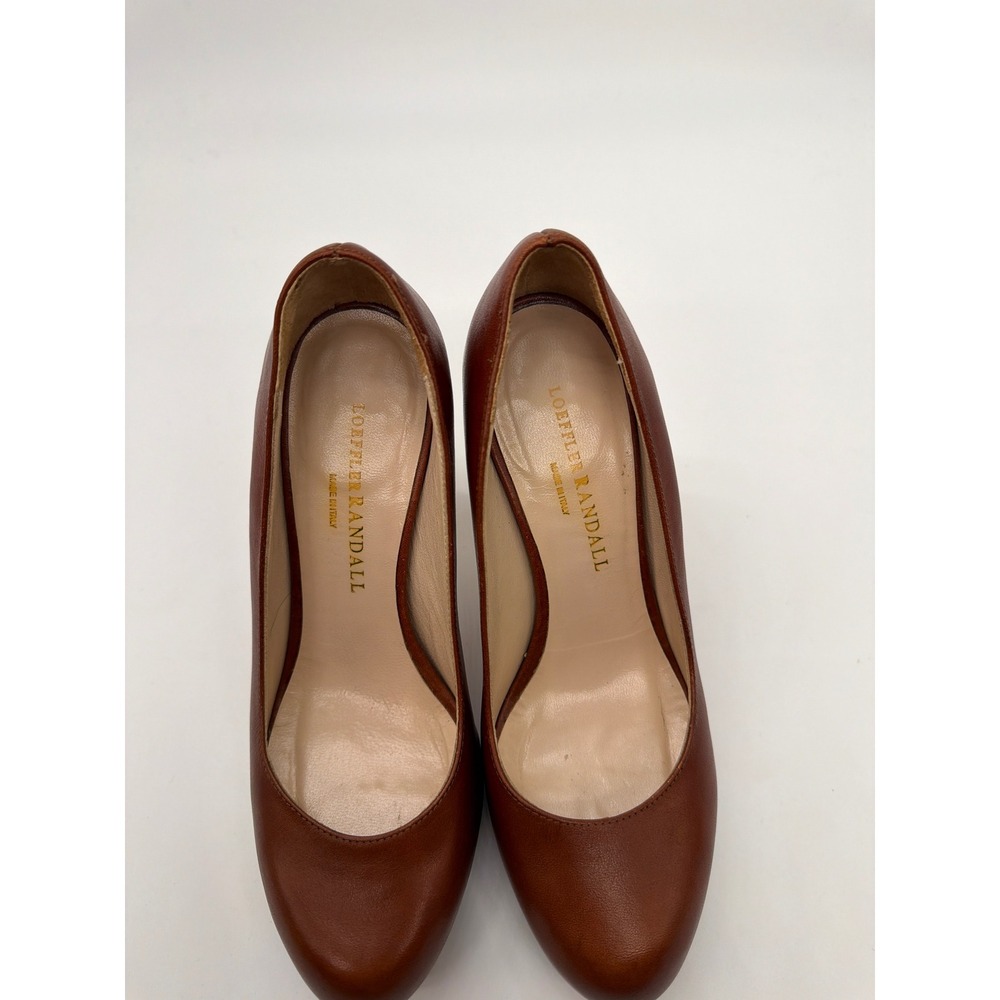 Loeffler Randall Brown Leather Wood Block Heel Platform Pumps Made in Italy 6 - Picture 4 of 7